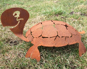 Tortue Bouclier 3D 45 cm / 60 cm au choix Patine Décoration de jardin Résistant aux intempéries Rouille Figure en métal Figurine Patio Cadeau