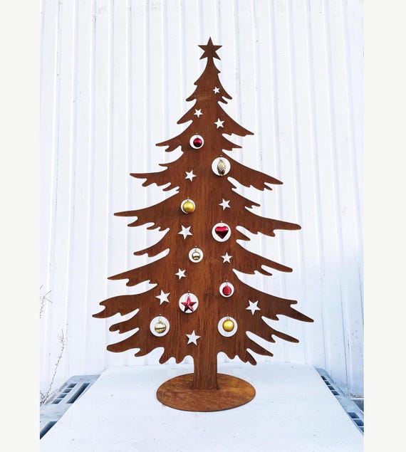 Tannenbaum zum Dekorieren 150x90cm Tanne Weihnachtsbaum Christbaum Rost Edelrost Weihnachtsdeko Outdoor Weihnachtsschmuck