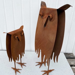CORUJA 3D olhar altura quadrada 43 cm / 65 cm para escolher pátina decoração de jardim ferrugem águia coruja coruja figura de ferrugem figura de metal presente de pátio decoração enferrujada