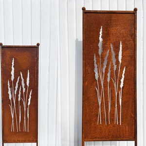 Patina privacy screen grass motif 116 x 33 cm / 162 x 53 cm screen for sticking sign garden stake patina garden decoration weatherproof rust metal