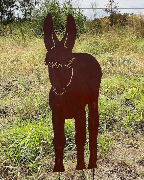 Statuetta Da Giardino Asino In Metallo Arrugginito – 80 Cm, Resistente Alle Intemperie Per Esterni