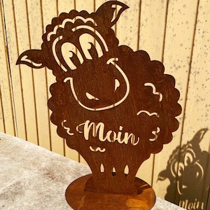 Schaap &quot;Moin&quot; 50 x 40 cm roest patina tuindecoratie metaal dier geit lam boerderij Noordzee paasdecoratie lentedecoratie geschenk roestdecoratie
