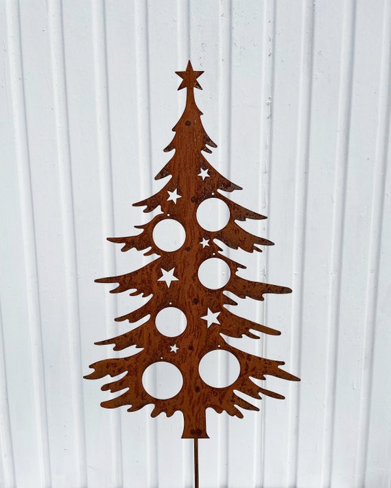 Tannenbaum zum Dekorieren 70cm Tanne zum Stecken Weihnachtsbaum Christbaum Rost Edelrost Weihnachtsdeko Outdoor Weihnachtsschmuck