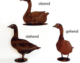 Figurine de jardin oie marchant debout ou assise sur une assiette rouille décoration de jardin résistant aux intempéries rouille métal rouille figurine rouille décoration de jardin rouillé maison de campagne