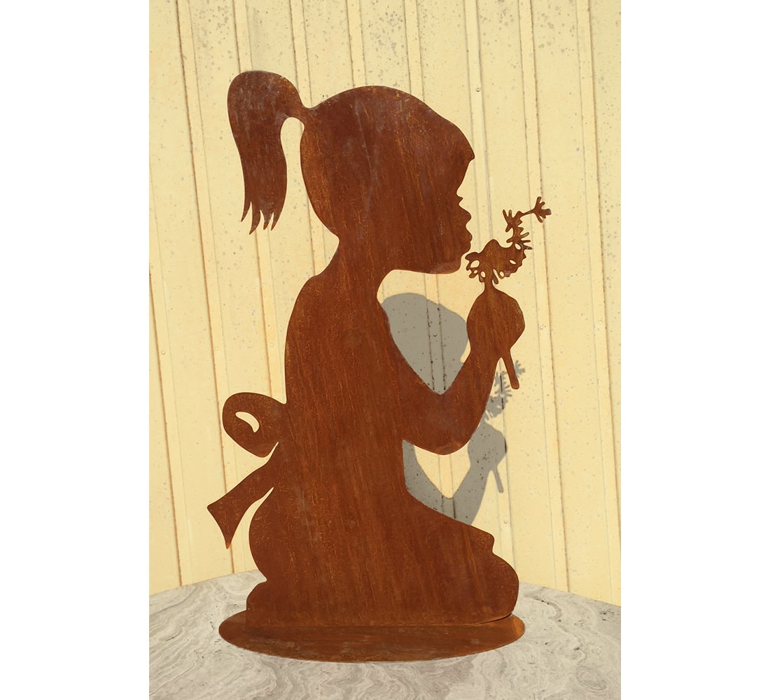 Girl with dandelion 35 cm / 60 cm / 70 cm rust patina garden decoration weatherproof people child metal rust figure garden rusty decoration