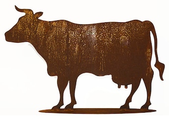 VACHE 75 x 52 cm taureau rouille patine jardin décoration métal animal chèvre boeuf boeuf vaches veau agneau mouton ferme cadeau