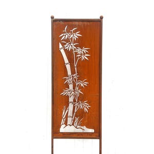 Patina privacy screen bamboo motif 162 x 53 cm screen for sticking sign garden stake rust garden decoration weatherproof rust metal