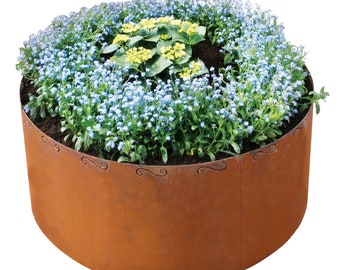 Edelrost Hochbeet rund Ø110cm H50cm Corten Stahl Metall Blumentopf Pflanzschale Blumenbeet Kräuterbeet Kräuterschnecke Gartendeko