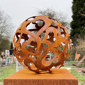 Ball with hearts 30 cm rust garden decoration rust iron ball heart ball garden ball decoration for tendrils Valentine's Day gift wedding love