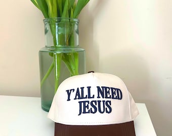 Y’all Need Jesus Hat – Christian Trucker Hat, Embroidered Faith Cap, Funny Religious Hat, Jesus Hat for Women & Men