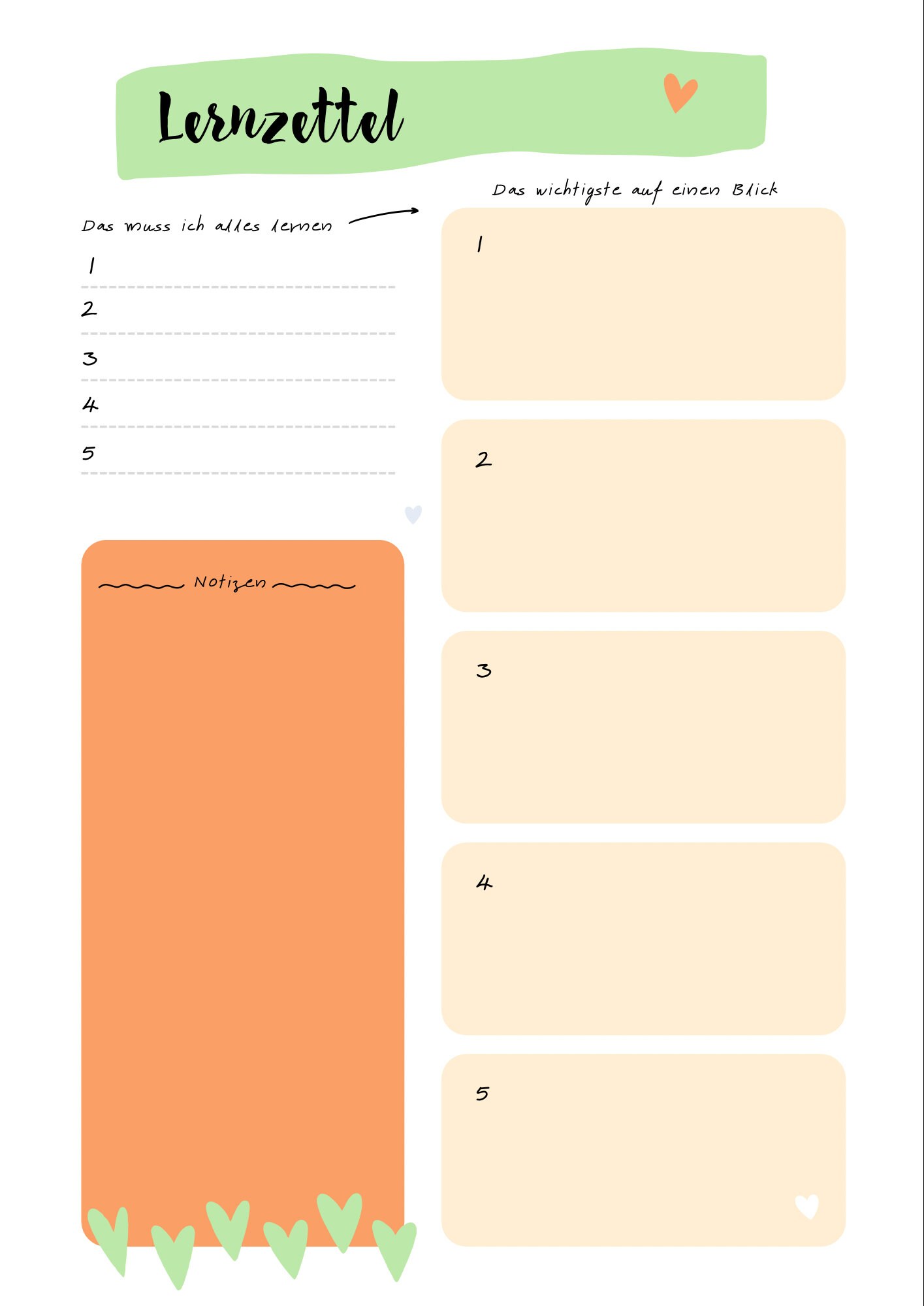 Lernzettel DINA4 Zum Runterladen Und Ausdrucken - Etsy