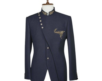 Stylish Lycra Embroidery Blazer - Unique Handcrafted Jacket - Party wear Coat, Blazer Groom Wear Coat Men Party Wear Jacket Bandhgala coat