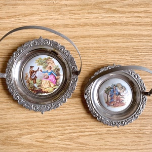 Victorian Style Porcelain Limoges in metal basket - Fragonard Art -