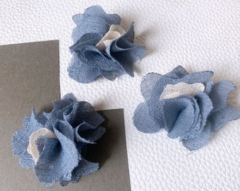 3 fleurs en tissu rustique