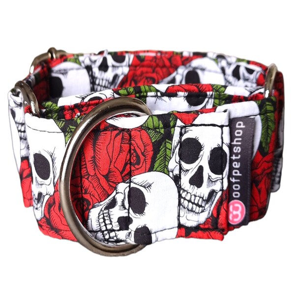 Collar Martingale para Perros Galgo Greyhound Modelo Calavera Red Woofpetshop®