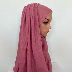 Cotton Viscose Crinkle Hijab Scarf: Maxi Muslim Head Scarf