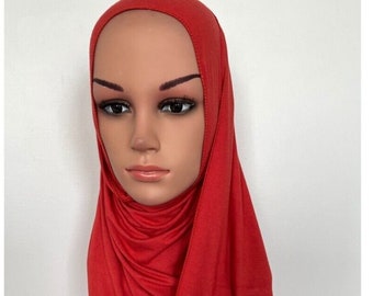 Katoenjersey hijabsjaal: instant hoofddoek om aan te trekken