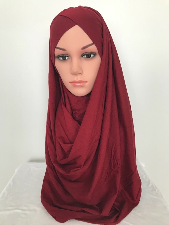 Plain Pinless One-Piece Instant Stretchable Muslim Women Scarf Hijab