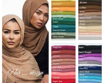 Premium Baumwolle Viskose Maxi Crinkle Muslim Hijab Schal 180x100cm