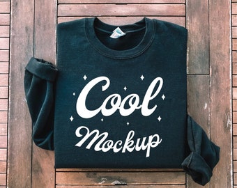 Folded Sweatshirt Gildan 18000 Mockup, Gildan Black Crewneck Mockup, Gildan Sweatshirt Mockup, Gildan 18000 Black folded Sweatshirt,