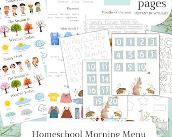 Spring Morning Menu | Morning Basket | Morning Menu | Toddler Curriculum | Homeschool Printables for Toddlers | Kindergarten workbook |