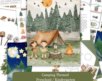 Camping Worksheets | Toddler Homeschool Printables | Kindergarten Homeschool Worksheets | Morning Menu | Watercolor Printables | Worksheet