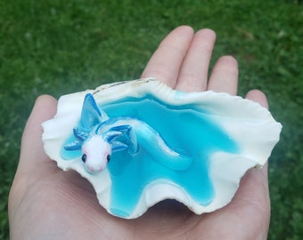 Dragolotl, water dragon, clay dragon in resin