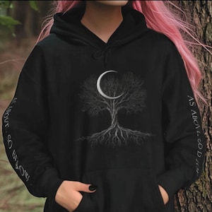 As Above So Below Hoodie, Witchy Sweatshirt, Yggdrasil Sweater, Witchy Pullover, Gift for Pagans, Wicca, Norse Mythology, Viking Witch