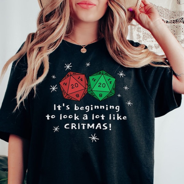 DND Christmas TShirt, Dungeons and Dragons Xmas Tee, Merry Christmas Shirt, Critmas T-Shirt, Gift for Gamer, D&D Shirt, Roleplaying Tabletop