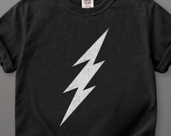 Retro Distressed Lightning Bolt T Shirt, Comfort Colors Tshirt, Y2K T-shirt, Vintage Rock Tee
