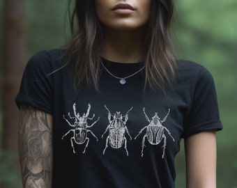 Distressed Beetle Shirt, Goblincore T-Shirt, Dark Academia Clothing, Insect Tshirt, Entomology Art Tshirt, Grunge Nature Tee,  Alt Clothing