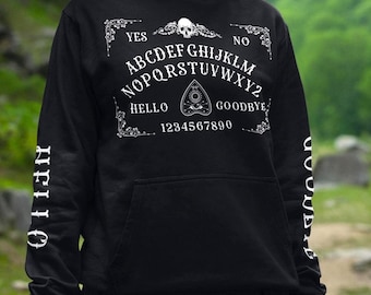 Ouija Board Hoodie, Sleeve Design Sweatshirt, Witchy Sweater, Occult Clothing, Spirit Board Sweatshirt, Paranormal Gift, Halloween Goth Top