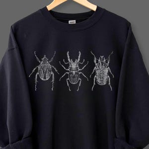 Vintage Beetle Illustrations Grunge Sweatshirt, Goblincore Sweater, Dark Academia Clothing, Entomology Art