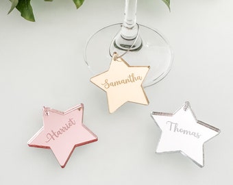 Engraved Star Party Drinks Charms, Personalised Cocktail Charms, Wine Charms, Works Party, Place Names, Glass Markers, Drinks Accessories