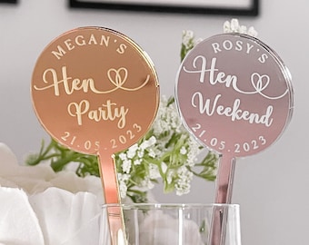 Hen Party Personalised Drinks Stirrers, Cocktail Stirrers, Party Décor, Place Names, Bridal Shower Accessories, Bride Squad