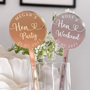 Hen Party Personalised Drinks Stirrers, Cocktail Stirrers, Party Décor, Place Names, Bridal Shower Accessories, Bride Squad