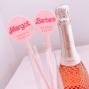 Girl's Party Drinks Stirrers, Personalised Cocktail Stirrers, Mocktail Party, Hen Party, Birthday Party Décor, Hot Pink Bar Accessories