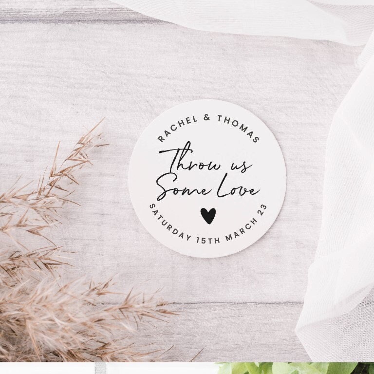 Wedding Confetti Bag Personalised Stickers Throw Us Some Love Etsy UK