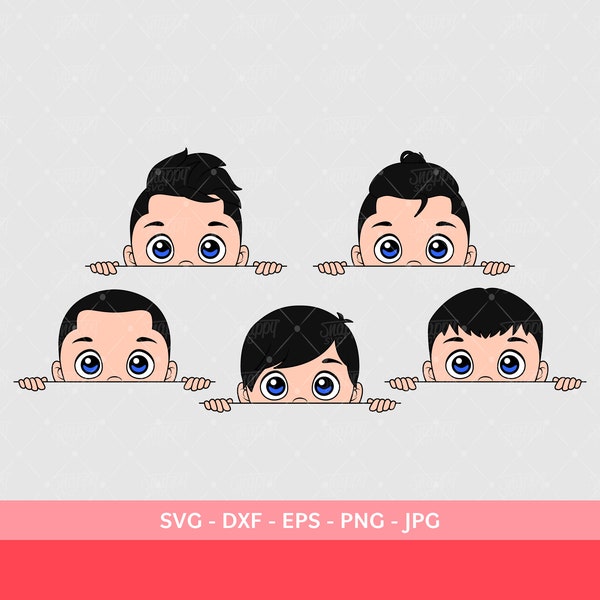 Black Hair Peekaboo Boy, peekaboo boy svg, boy mom svg, little boy clipart, bundle svg, boy dad svg, peekaboo boy, peeking boy svg