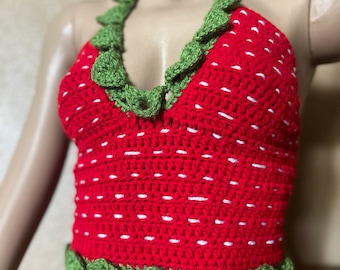Strawberry Neckholder-Häkeltop