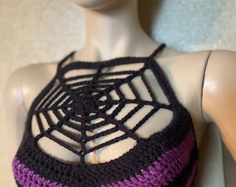 Spider Web Halter Top - hand crocheted
