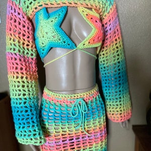 Custom Crochet Rave Outfit - 3 piece set