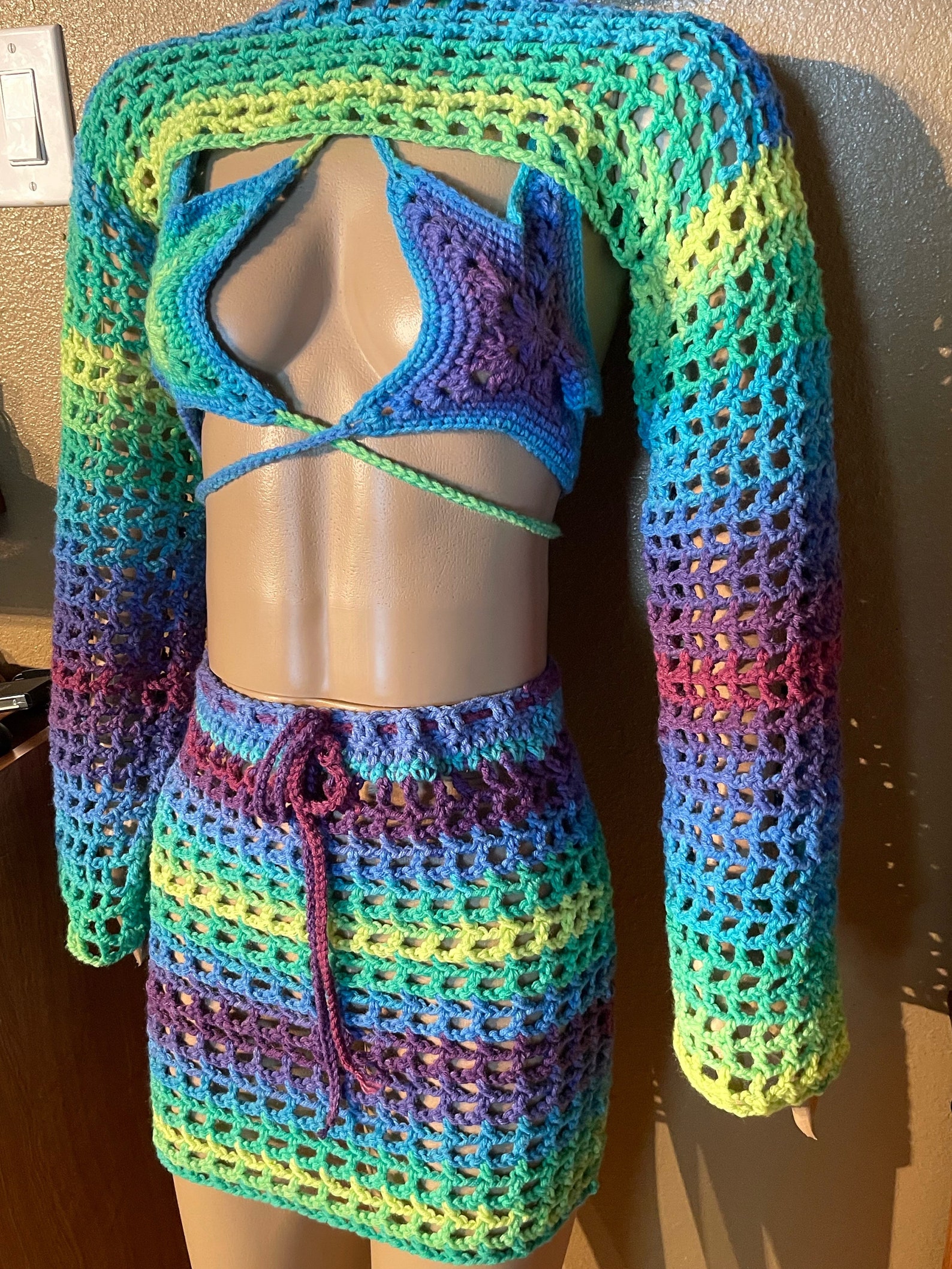 Custom Crochet Rave Outfit - 3 Piece Set - Etsy