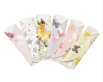 Organic Cotton Cloth Pantyliners, 7 inch, Zero Waste, 6 Pack