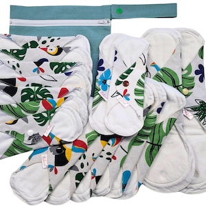 Lilind® 17 Pack Reusable Cloth Pads with free Bag, Jumbo Starter Set, Red Roses