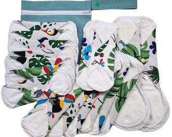 Lilind® 17 Pack Reusable Cloth Pads with free Bag, Jumbo Starter Set