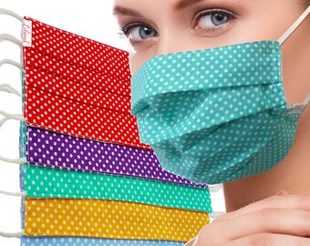 Set van 5 katoenen katoenen gezichtsmaskers regenboog, herbruikbaar, wasbaar