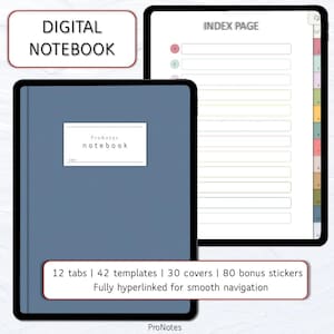 Candy Colored Digital Notebook: Hyperlinked Tabs, 42 Templates (GoodNotes, Notability)