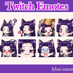 Jinshi emotes | anime boy fox ears purple hair emote | jinshi twitch emotes