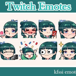 Maomao Emotes | mao mao twitch emotes | anime girl green hair emote apothecary